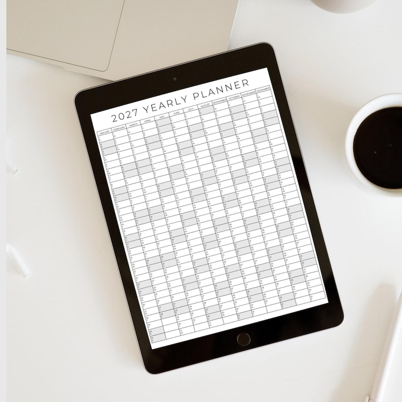 2027 Yearly Planner Printable, Yearly Planning Calendar, Calendar Poster, Digital Calendar, 2027 Calendar, 2027 Planner, Yearly Overview image 10