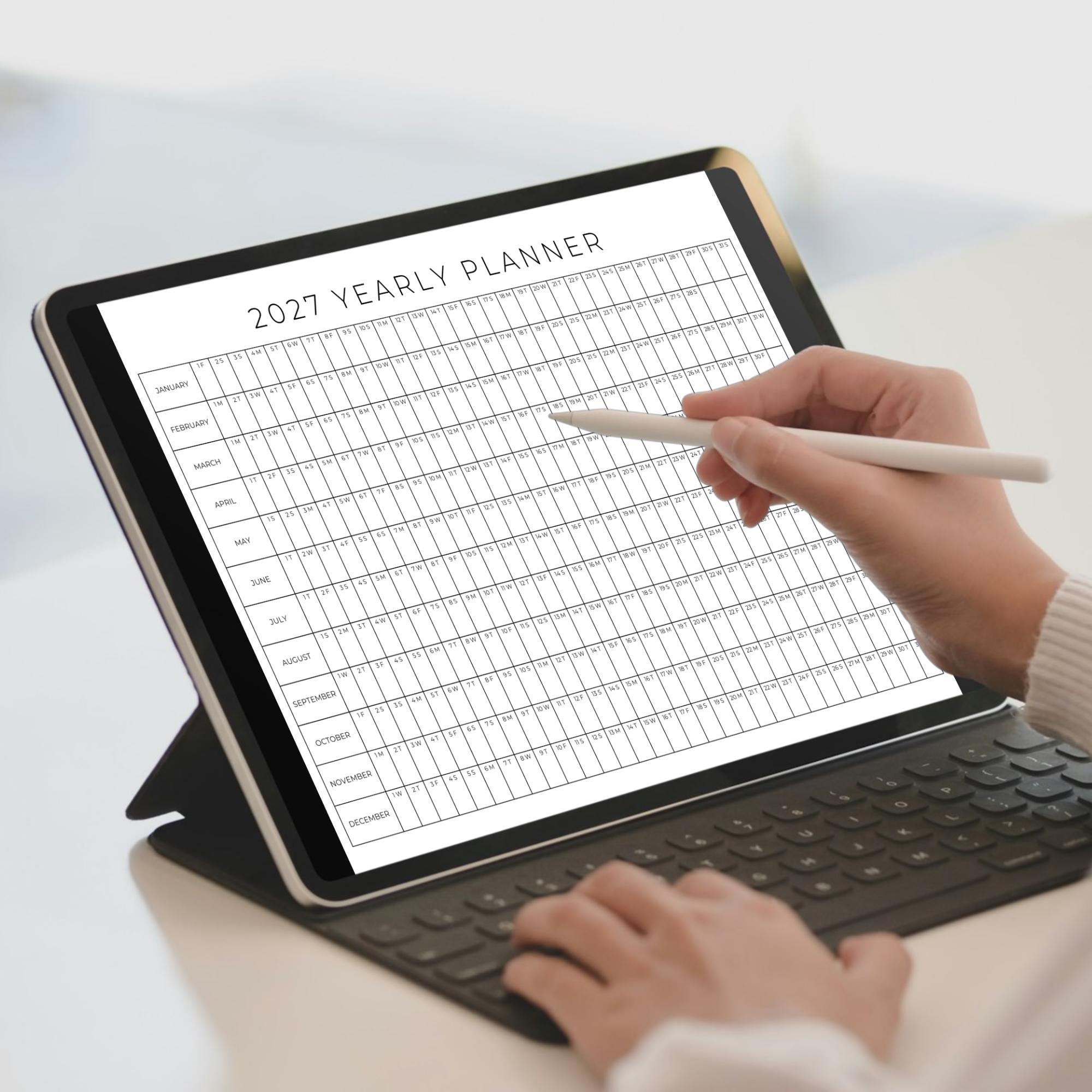 2027 Year Planner Printable, Yearly Planning Calendar, Calendar Poster