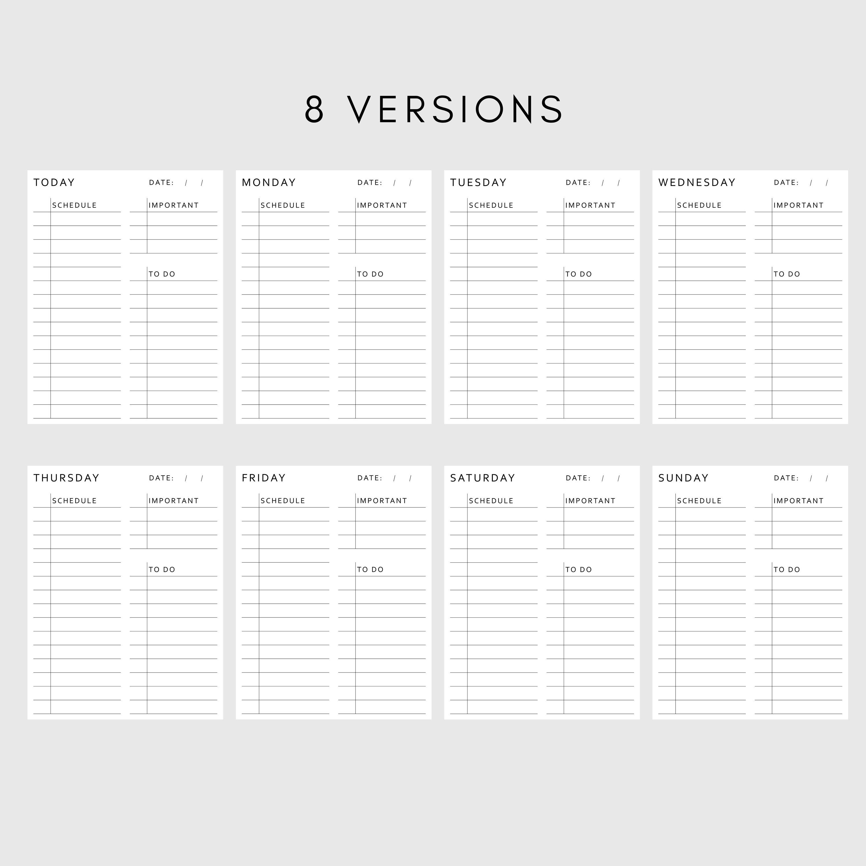 Minimalist Daily Planner Printable Fillable PDF | To-do List | Work ...