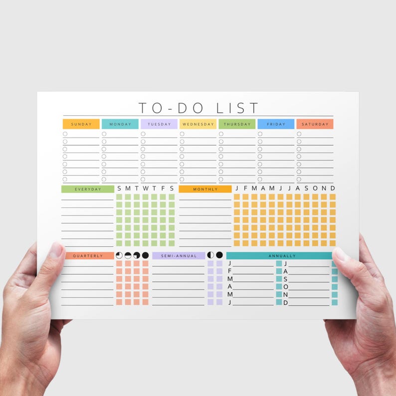 Printable to Do List Template Colorful PDF Checklist Daily Weekly ...