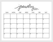 2026 Calendar Printable, Monthly Planner Landscape, Minimal Monthly Calendar 2026 Printable, Sunday Start Letter Wall Calendar Download