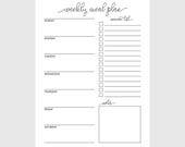 Weekly Meal Planner Printable, Meal Prep, Menu Planner with Grocery List Shopping List, A4 Letter A5 Half Letter, Digital Download PDF