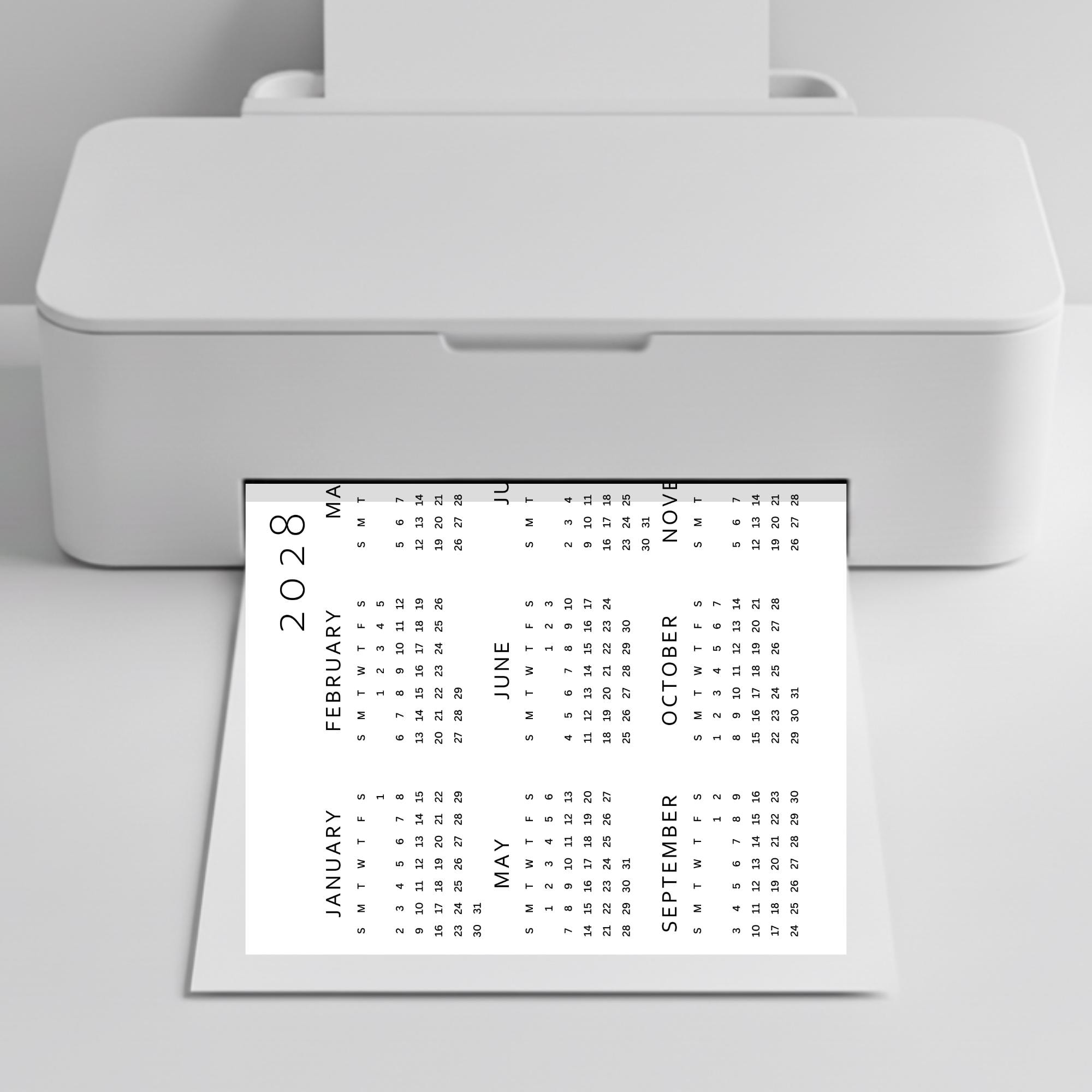 2028 Calendar Printable | Single Page | Full Year Calendar | Year at a ...
