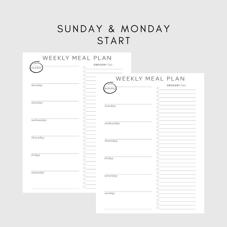 Weekly Meal Planner Printable, Meal Prep, Menu Planner With Grocery ...