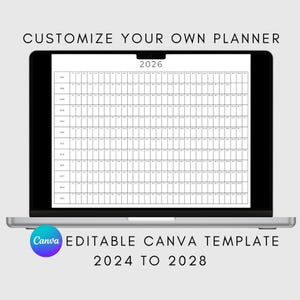 2024 2025 2026 2027 Yearly Planning Calendar, Calendar Poster, Year Planner Printable, Digital Calendar, Calendar, Planner, Year at a glance