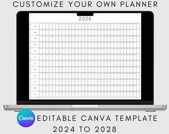 2024 2025 2026 2027 Yearly Planning Calendar, Calendar Poster, Year Planner Printable, Digital Calendar, Calendar, Planner, Year at a glance