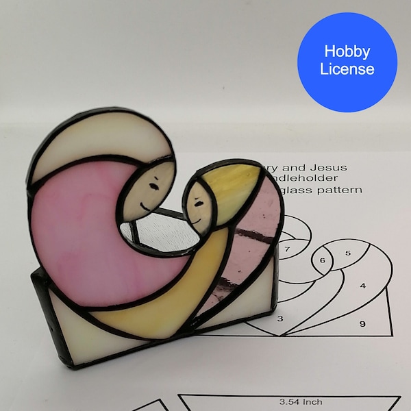 Mother's heart, World Premature day, Mother with her baby candleholder,  Stained glass PDF DIGITAL Pattern, DIY gift for your loved ones.