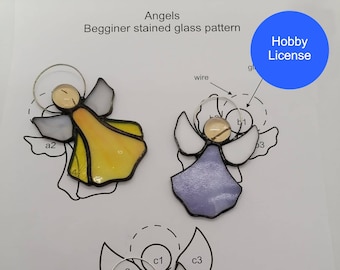 Angel Stained Glass Pattern: Christmas Ornament Suncatcher (PDF Download, Hobby License)