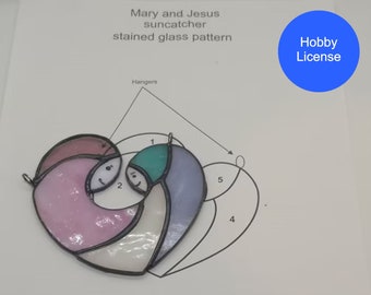 DIY Mutterherz, Maria mit Jesus Glasmalerei Sonnenfänger PDF DIGITAL Muster, Geschenk zum Muttertag oder Welt-Frühgeburten-Tag