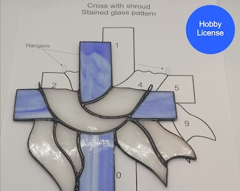 DIY Kreuz mit Jesus Totentuch Sonnenfänger, Tiffanyglas Glasmalerei PDF DIGITAL Pattern, Dekoration oder Geschenk für Ostern, Hobby Lizenz.
