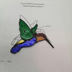 Hummingbird Suncatcher pdf pattern, Stained glass PDF DIGITAL PATTERN, Hummingbird pdf pattern, diy suncatcher