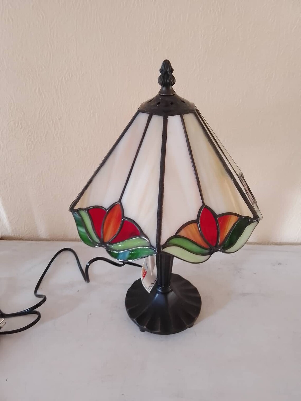 Stained Glass Lamp With Tulip, Stain Glass Lampe Shade Pattern, Tiffany