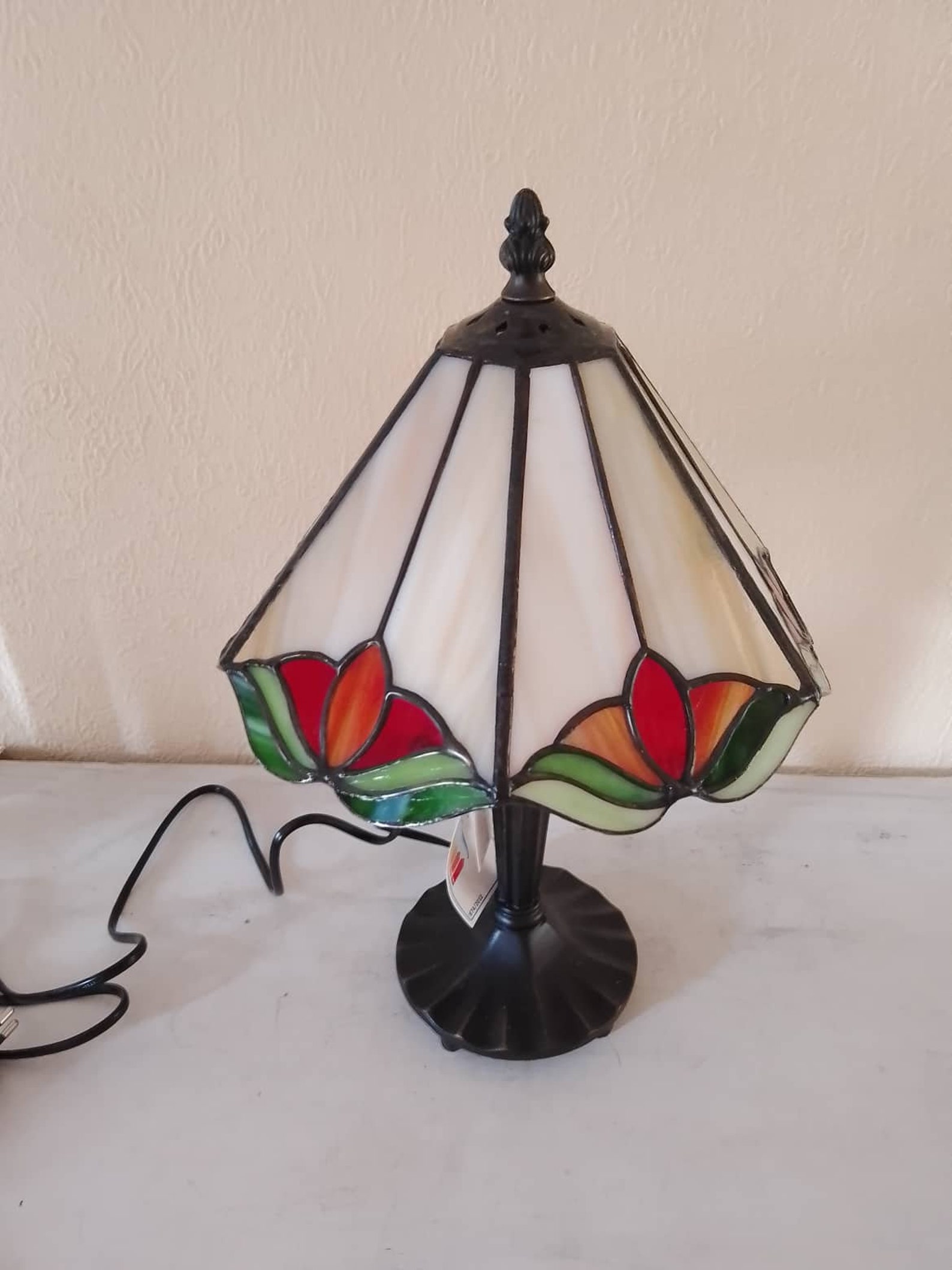 Stained Glass Lamp With Tulip, Stain Glass Lampe Shade Pattern, Tiffany