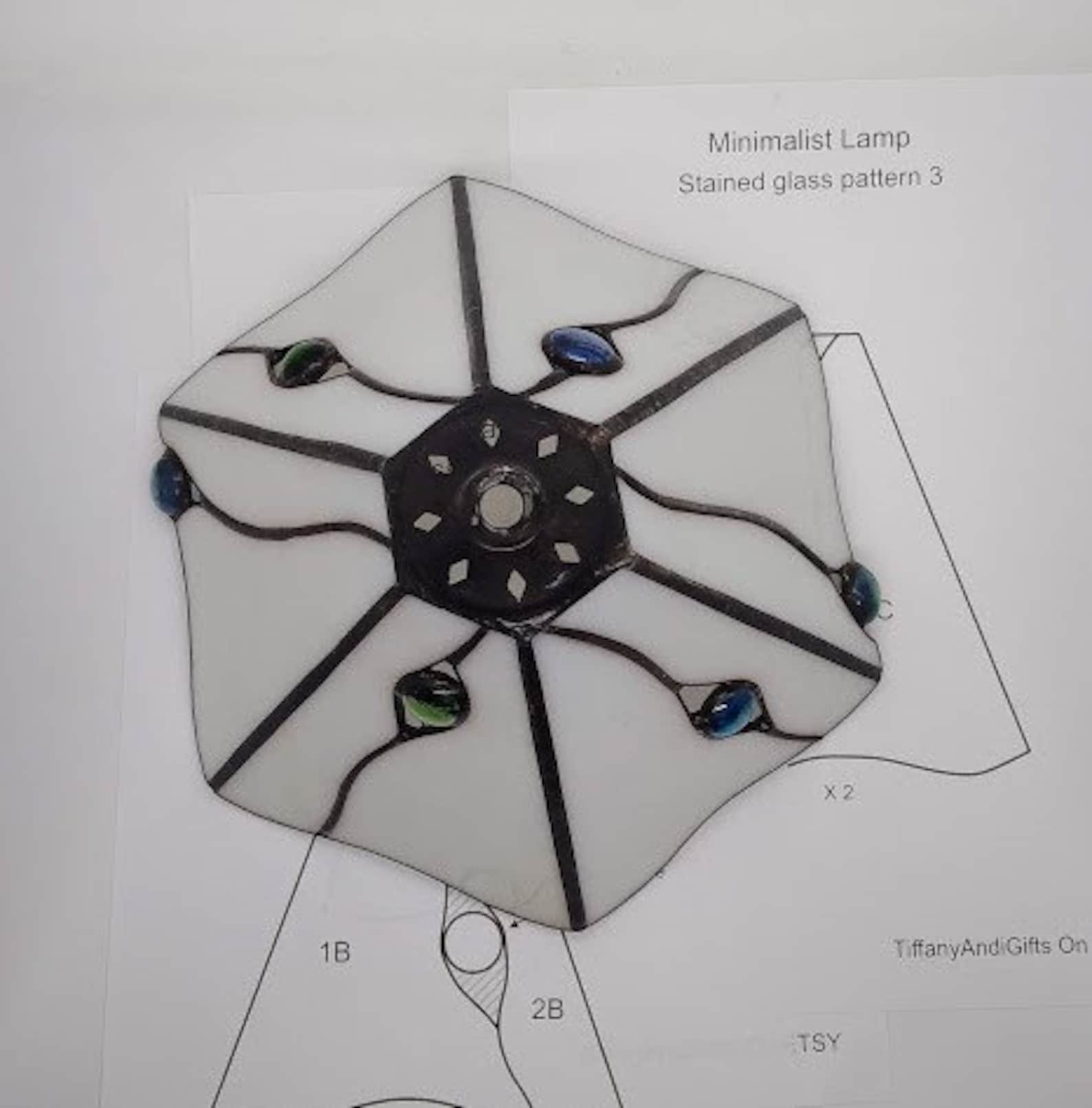Stained Glass Lamp Shade Pattern, Hexagonal Tiffany Style (PDF Pattern ...