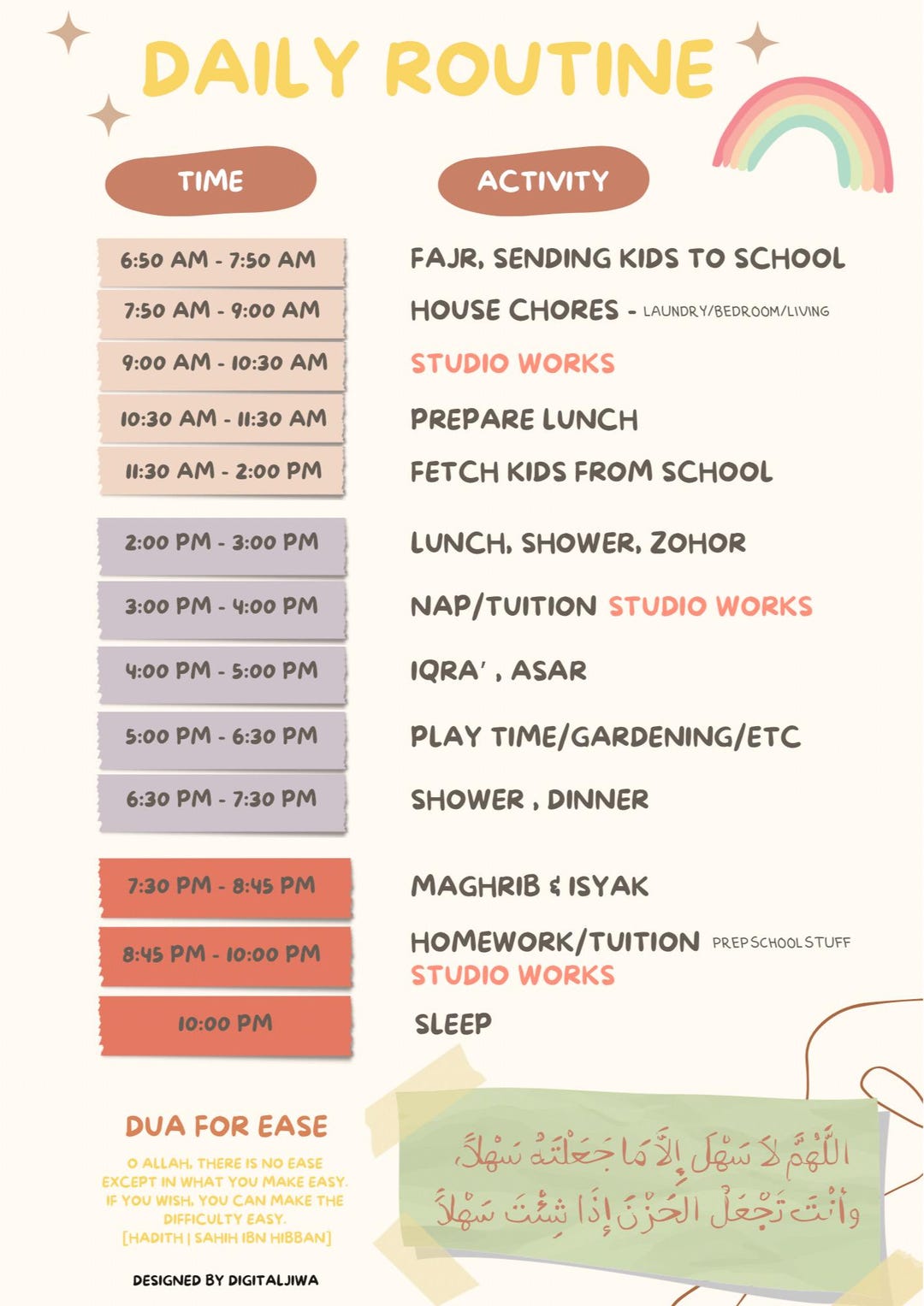 Daily Routine Time Table - Etsy