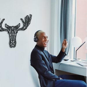 Geometric Moose Wood Wall Art: Woodland Decor