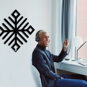 Geometric Wood Wall Art: Modern Office Decor, Black Sculpture