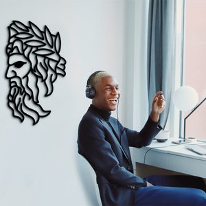 Zeus Wall Art: Minimalist Greek God Sculpture, Wood Decor