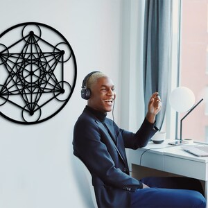 Metatron&#39;s Cube Wood Wall Art: Sacred Geometry Mandala Decor