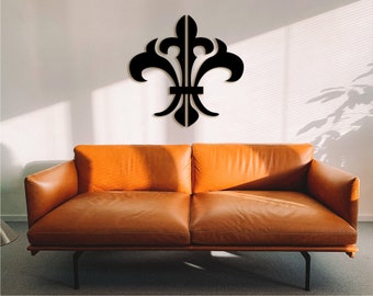 Drewniana dekoracja ścienna Fleur De Lis: ręcznie robiona, postarzana dekoracja