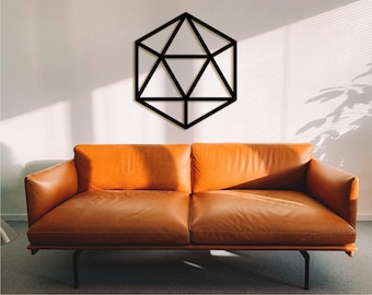 Decoración de pared con icosaedro D20: Arte de Dungeons & Dragons con geometría sagrada