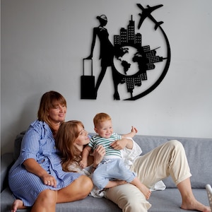 Airline Stewardess Wood Wall Art: Flight Attendant Gift, Travel Decor