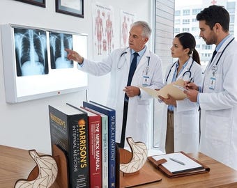 Geometric Stomach Wood Bookend Medical Office Decor,Anatomy Gift Doctors Gastroenterology Art Biology Student Gift Unique Bookshelf Decor