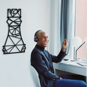Geometric Rook Chess Piece: 3D Shadow Wood Wall Art