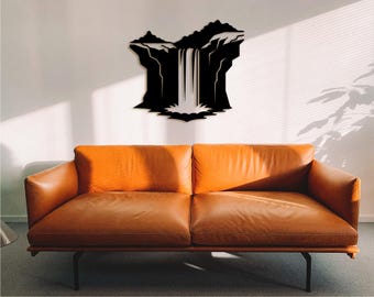 Decoración rústica de pared de madera con cascada: arte estilo cabaña