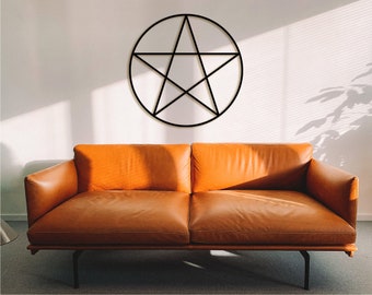 Decoración de pared con pentagrama: arte en madera con geometría sagrada