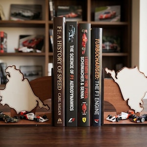 Nurburgring Spa F1 Track Wooden Bookends, Layered Map Decor, Racing Enthusiast Gift
