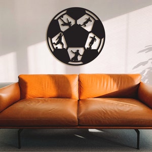 Soccer Ball Metal Wall Art: Boys Room Decor, Coach Gift