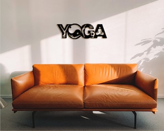 Signo de yoga: Arte mural con sombras en 3D, decoración de estudio
