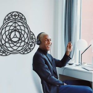 Metatron&#39;s Cube Wood Wall Decor: Geometric Symbol Art