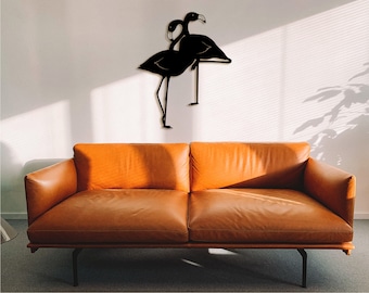 Decorazione murale geometrica in legno con fenicotteri: arredamento per la casa in stile scandinavo