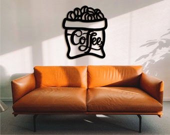 Insegna in legno 3D con chicchi di caffè: decorazione da parete rustica in stile fattoria