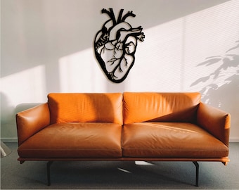 Geometric Human Heart Wall Decor: Laser Cut Wood Art