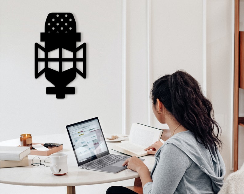 Microphone Art, Podcast Wall Art, Geometric Human Heart Wall Decor, Decor Studio, Podcast Logo Design, Podcast Template, Podcast Sign, Gifts image 3