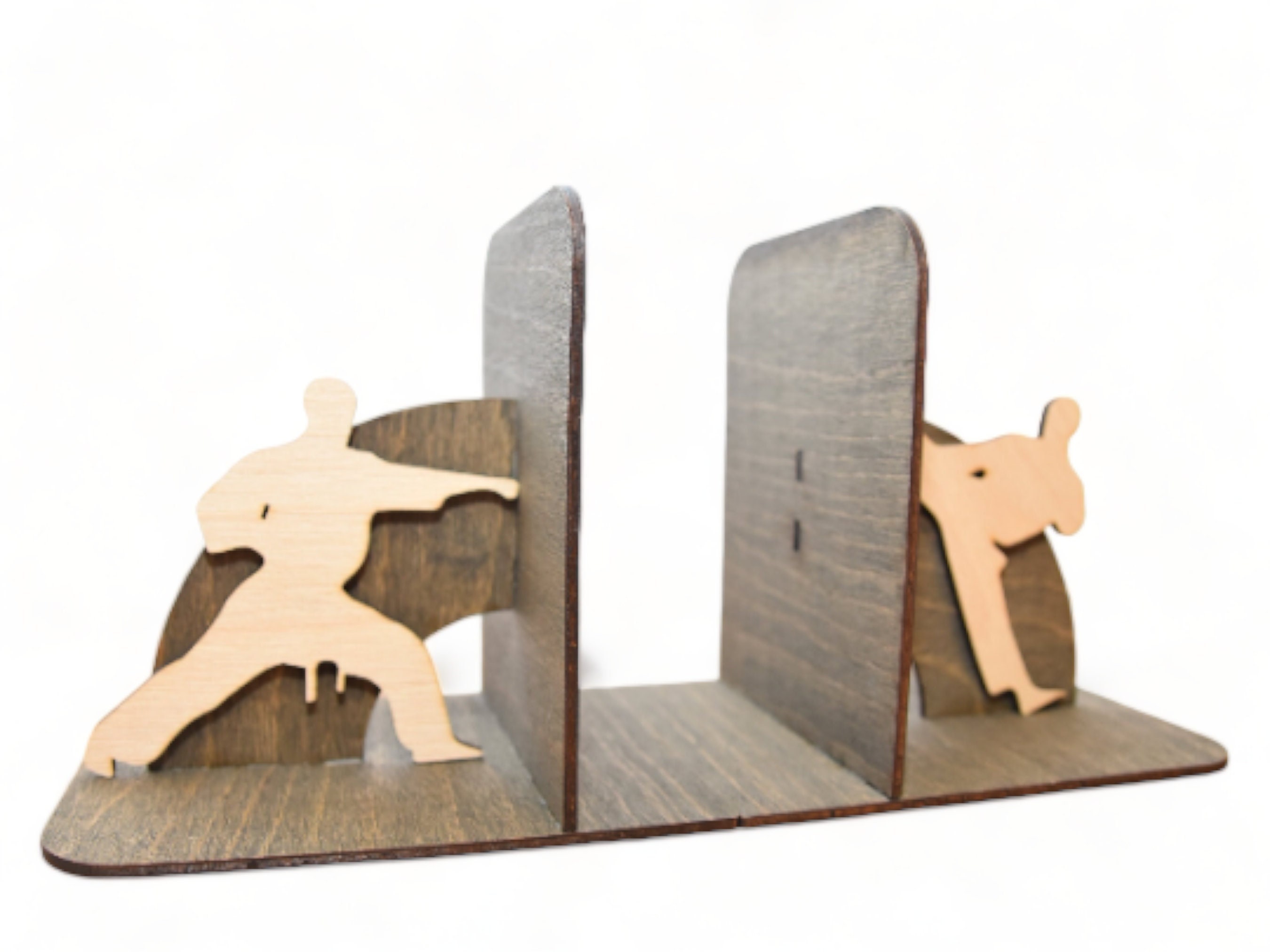 Kung Fu Bookends: Engraved Birch Wood Book Holder - Etsy