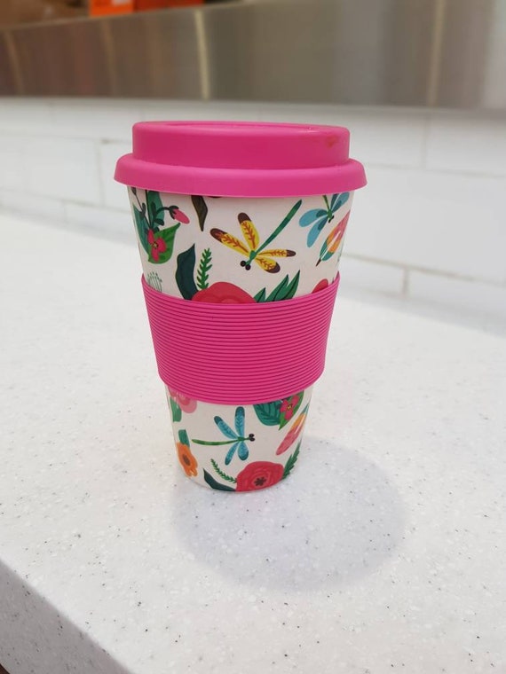 PRETTY IN PINK Bamboo Fibre Travel Mug Eco Friendly Bamboo 