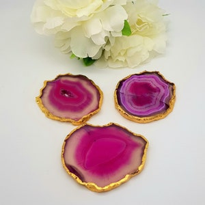 Agate Coasters | Sous-verres agate colorés | Agate authentique