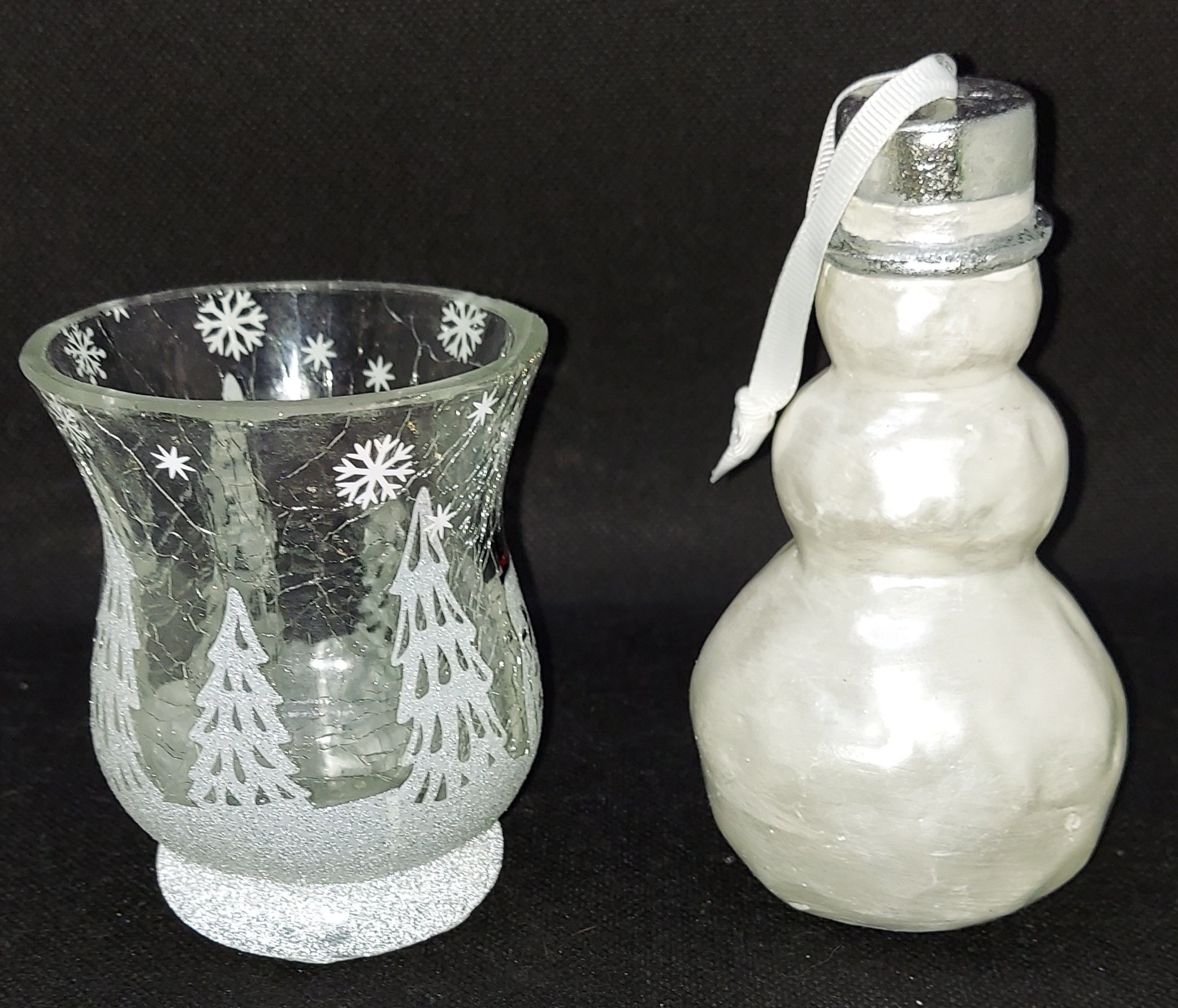 Yankee Candle Jackson Frost Crackle Glass Votive Candle Holder Etsy