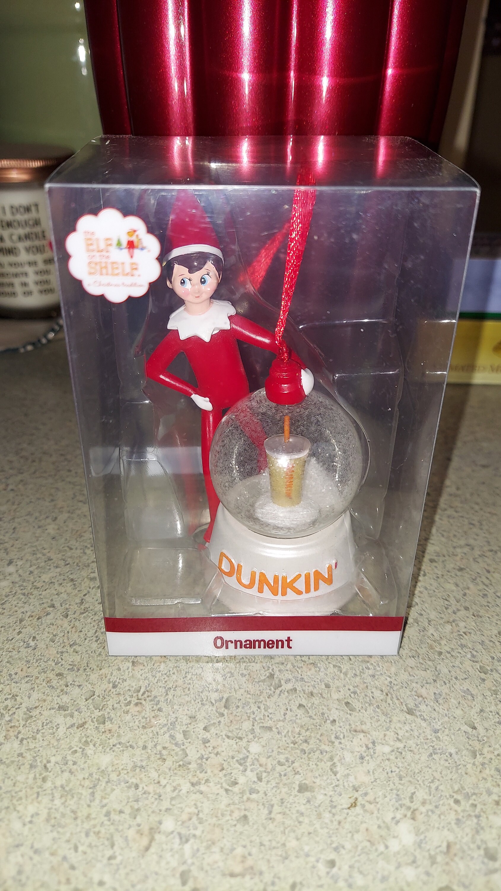New 2023 Dunkin Donuts Elf on the Shelf Boy Ornament Snow Globe ...