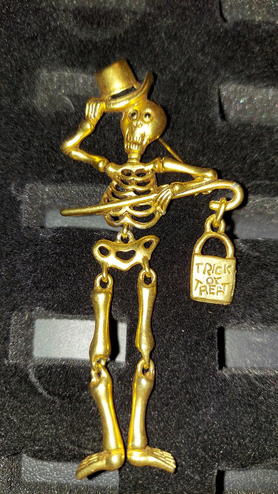 Danecraft signed Skeleton Pin Brooch Jewelry Brus… - image 3