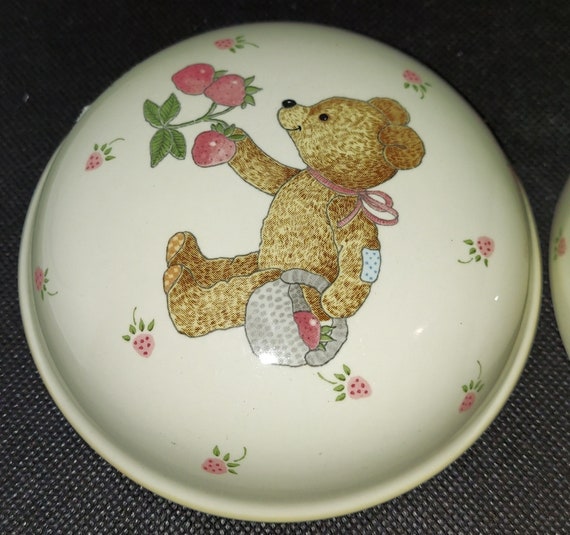 Vintage Mikasa Teddy Bear And Strawberries Trinke… - image 3