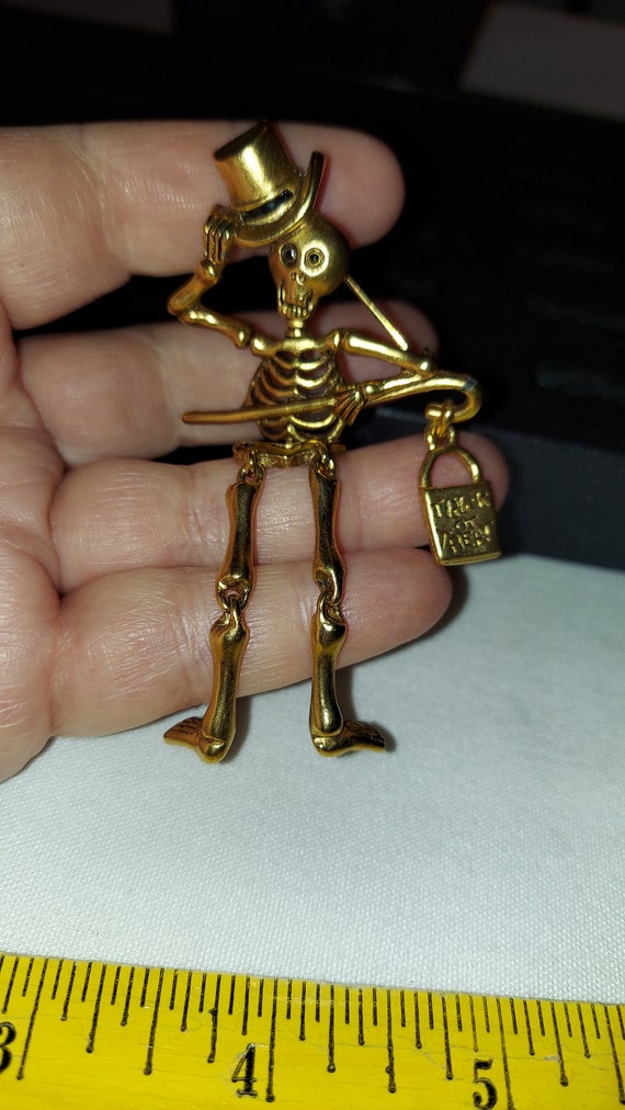 Danecraft signed Skeleton Pin Brooch Jewelry Brus… - image 1