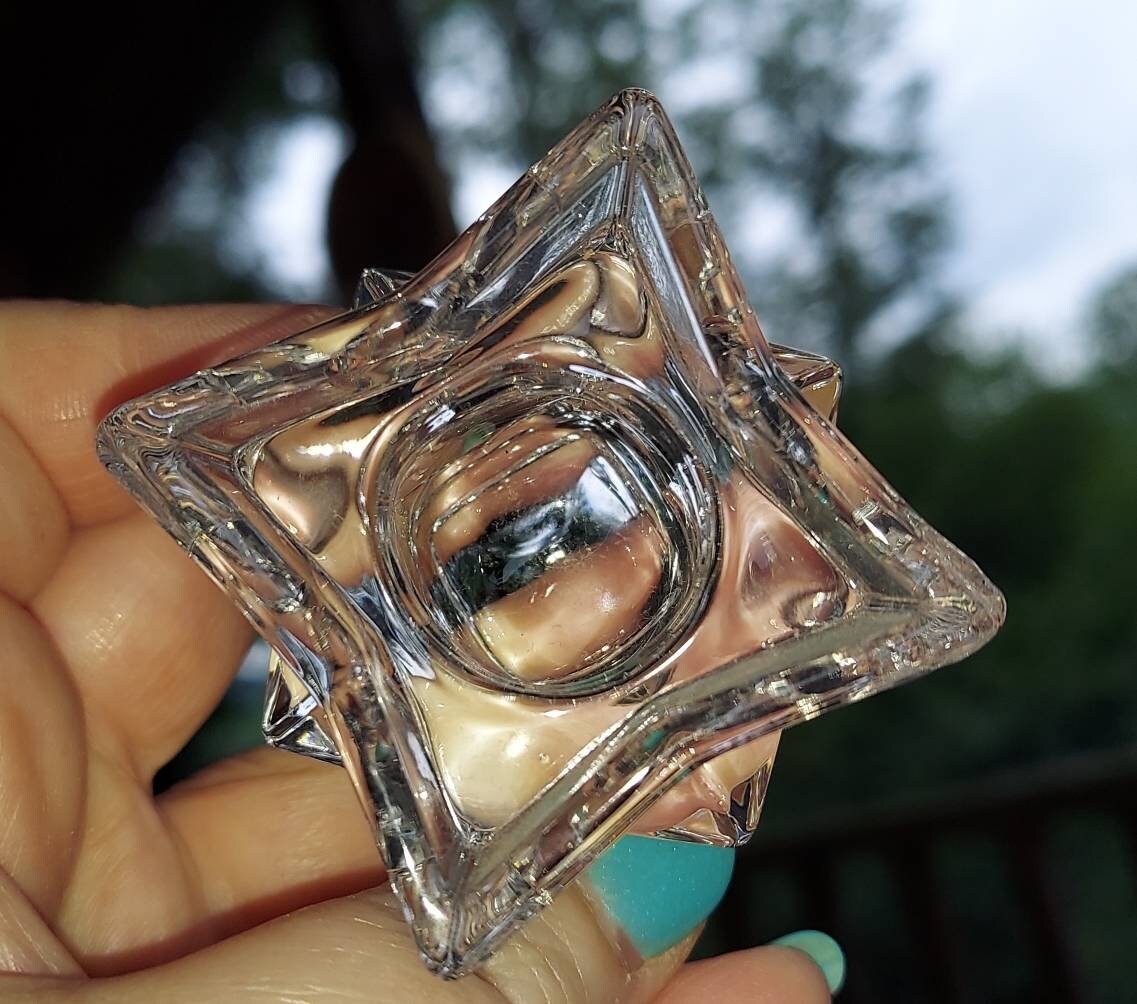 2 Vintage lead crystal star shaped candle holder made in the Etsy