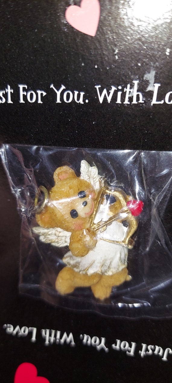 Vintage Cupid Brooch Teddy Bear Pin Angel Halo NE… - image 1