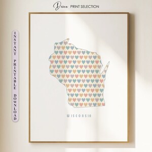 Wisconsin Karte drucken Wisconsin Karte Silhouette druckbare WI Karte moderne Wandkunst Geschenk für ihre druckbare Kunst Home Office Dekor USA State Poster