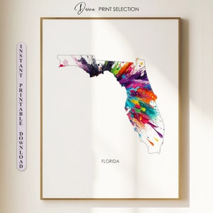 Florida kaart afdrukken patriottische muur kunst USA staat kaart Florida poster cadeau voor vrienden staten kunst afdrukbare aangepaste kaart afdrukken muur decor